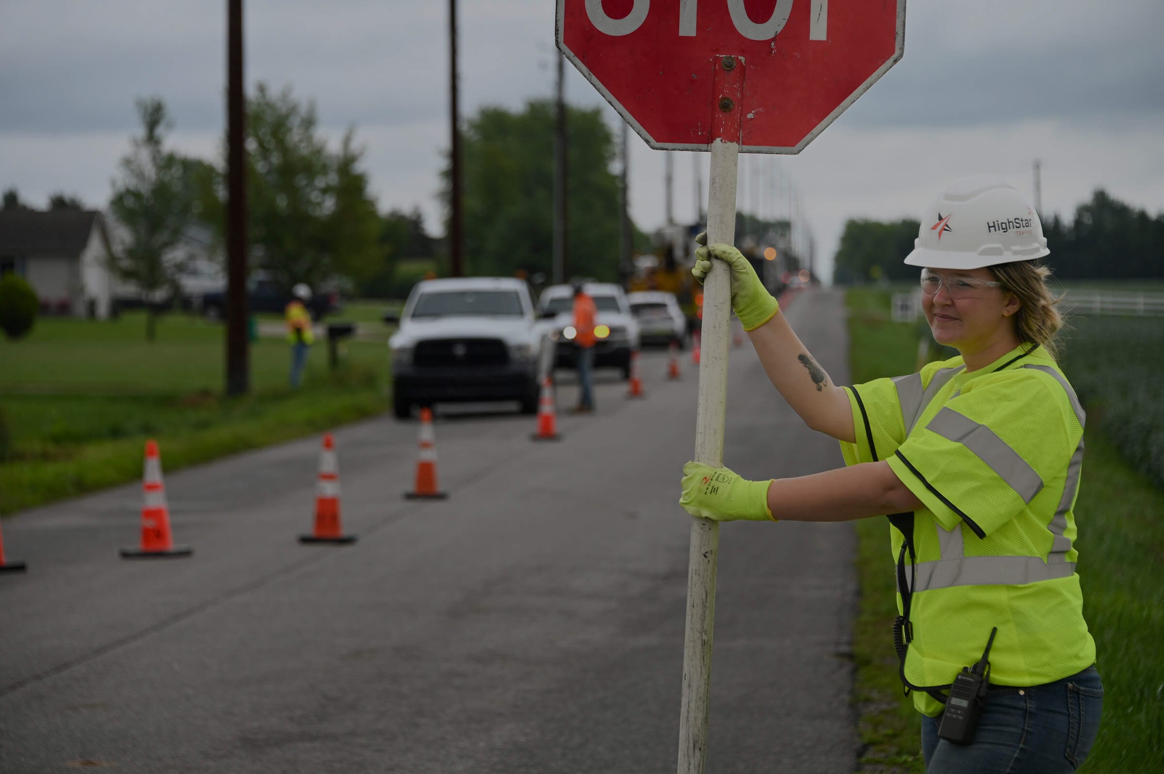 Traffic cones on a street
